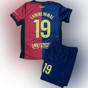 Kids Soccer jersey Lamine Yamal Barcelona jersey for kids with shorts football